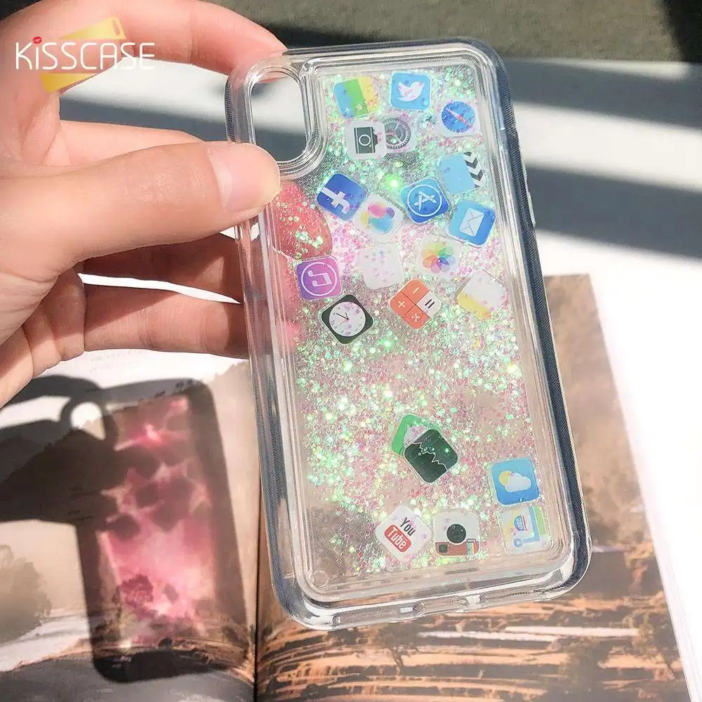 KISSCASE зыбучий песок блестящие чехлы для телефонов iPhone 7 8 6 6S Plus чехол жидкий