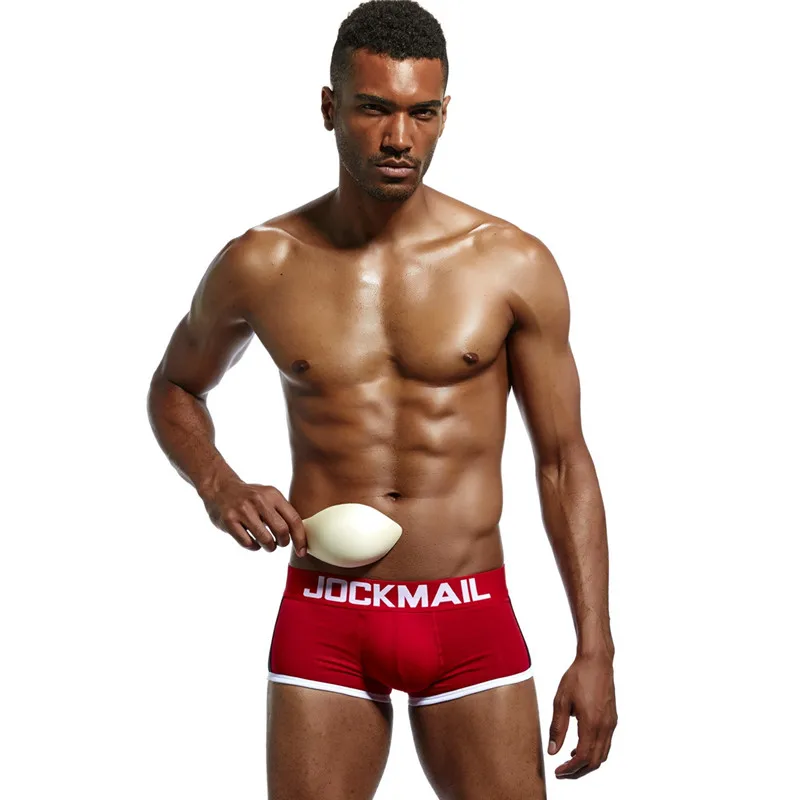 JOCKMAIL, Брендовое сексуальное мужское нижнее белье, боксеры с эффектом пуш-ап, боксеры, шорты, дышащая мужская посылка, увеличивающее мягкость, нижнее белье для геев