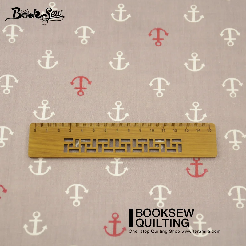 Booksew Clothing Decoration 100% Cotton Twill Fabric Home Textile Sewing Bedding Quilting Red And White Anchors Crafts Patchwork|craft