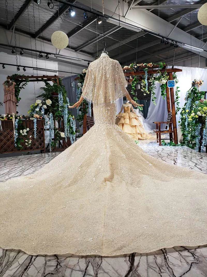 Роскошное свадебное платье-Русалка HTL556 с накидкой высококачественное платье