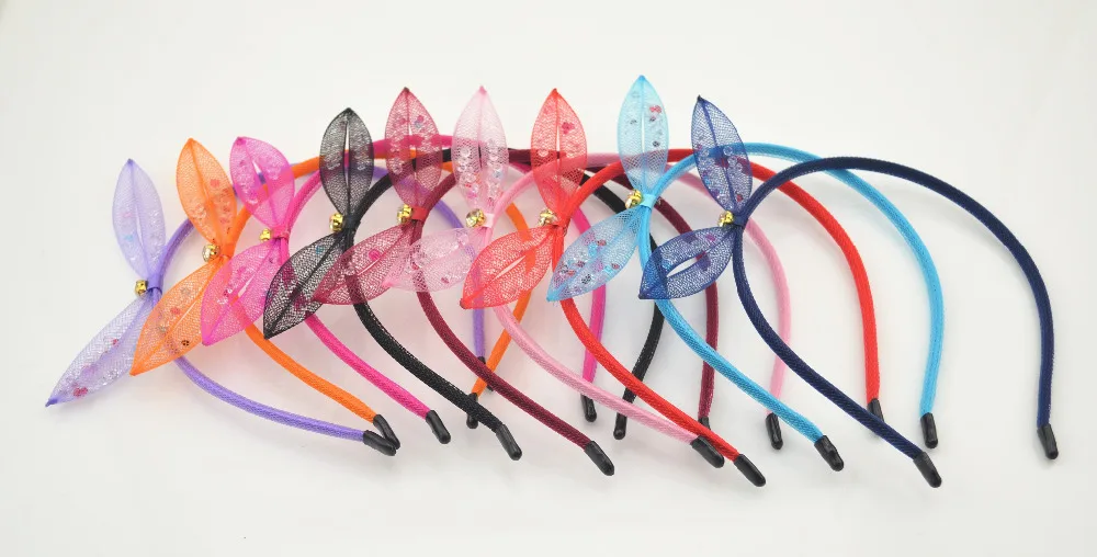 Однотонные детские повязки для волос на голову с кроличьими ушками Детские