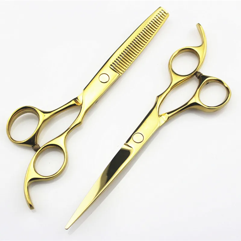 

professional Japan 440c 5.5 6 '' gold cut hair scissors haircut thinning barber haircutting cutting shears hairdressing scissors