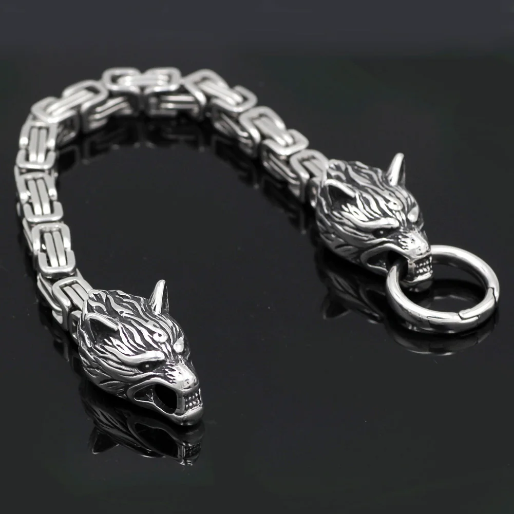Мужская Королевская цепь из нержавеющей стали norse браслет с волчьей головой 21 23 25