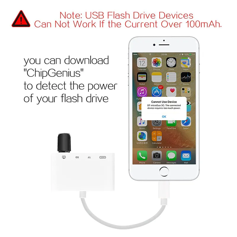 4in1 8pin к USB OTG Женский зарядки адаптер подключения Комплект SD карты памяти Камера