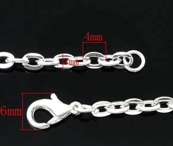 Free shipping!!!! Silver Plated Lobster Clasp Link Chain Necklaces 18