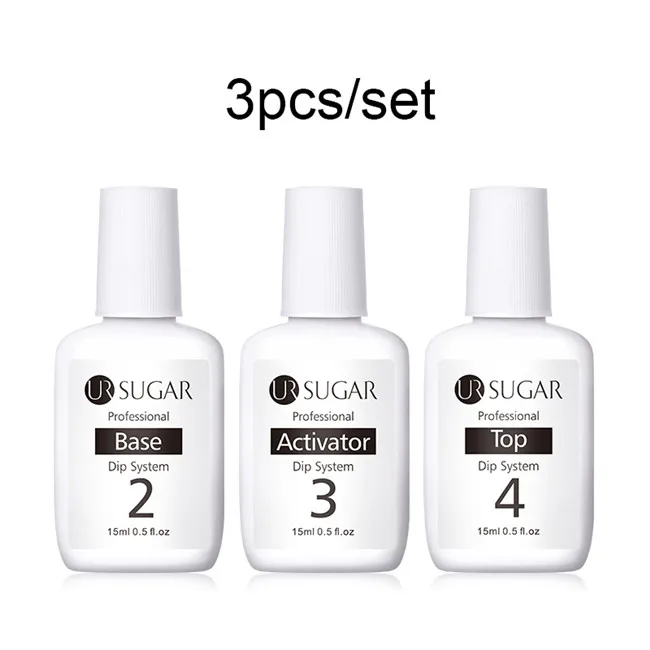 3pcs Liquid set Ur Sugar 30 мл Dip набор пудры для ногтей блестящая голографическая Французский маникюр сухой без лампы хромированный пигмент порошок пыль - Цвет: 3pcs Liquid set