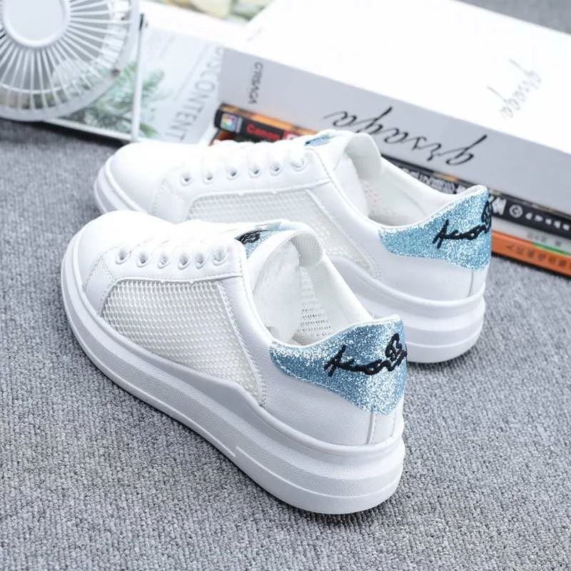 Women Sneakers 2019 Fashion Hollow Breathable Vulcanized Shoes Pu leather Lace up student White shoes casual | Обувь