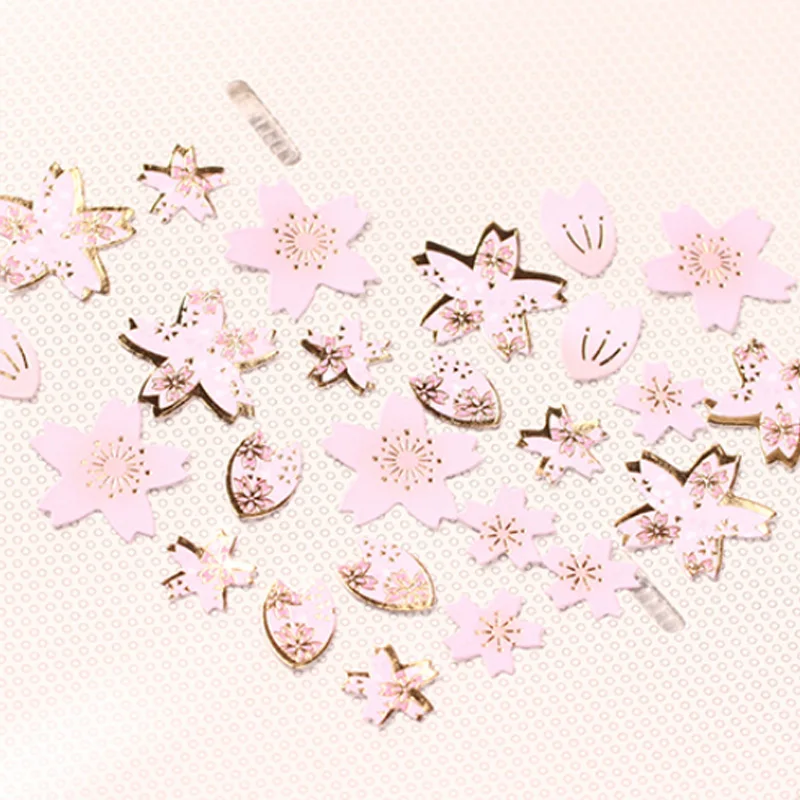 40 шт./лот позолоченный цветок Сакура Мини стикер декоративный скрапбук пуля