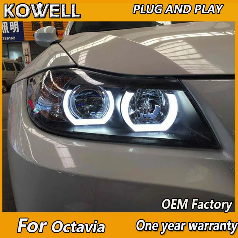 

KOWELL Car Headlights For BMW E90 headlamp 318i 320i 325i Headlight LED Angel eyes Front light for 318 320 325 Bi Xenon Lens HID