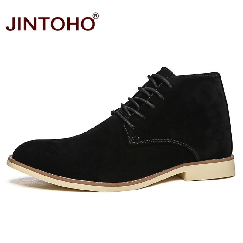 JINTOHO 2018 Новая мужская зимняя обувь модные мужские замшевые ботинки из свиной кожи