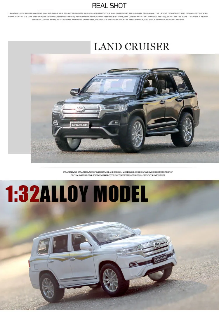 Новые модели 1/32 Landchur Land Cruiser модель 6 открытых дверей, звук и светильник функция эха Игрушечная машина для детей