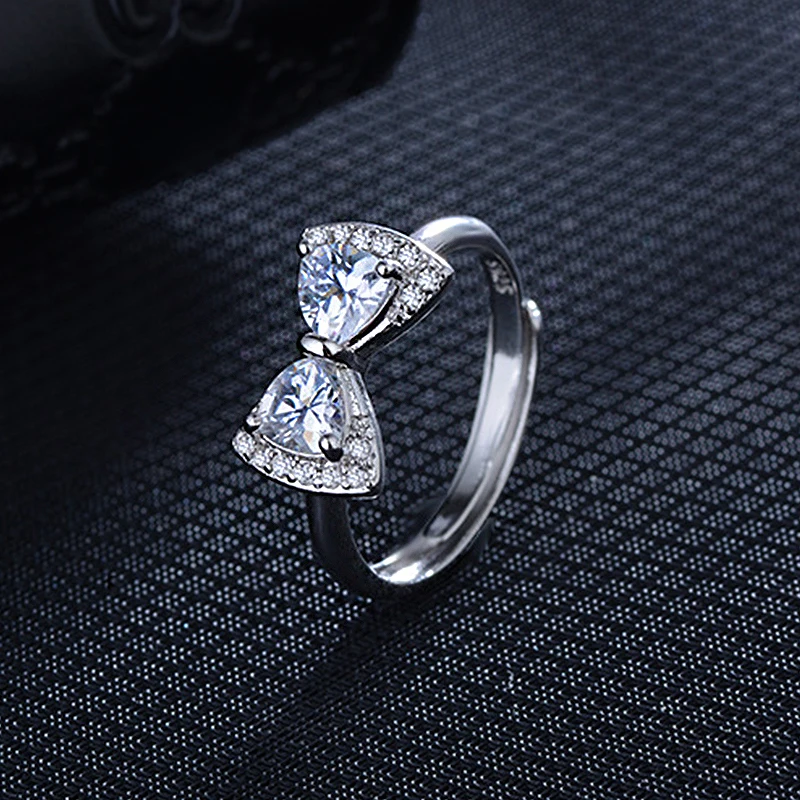Wholesale 12pcs Bowknot Resizable Rings Crystal 5A Zirconia Fashion Wedding Party Jewelry Valentine's Gifts For Women Girl | Украшения