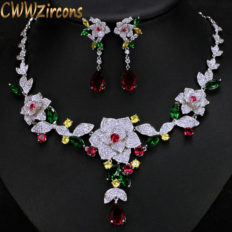 Cwwzircons Роскошные Micro Pave Цирконий разноцветные сапоги для дождя с большим цветком и