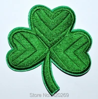 green clover leaf irish shamrock embroidered iron on patch can be sewed diy applique