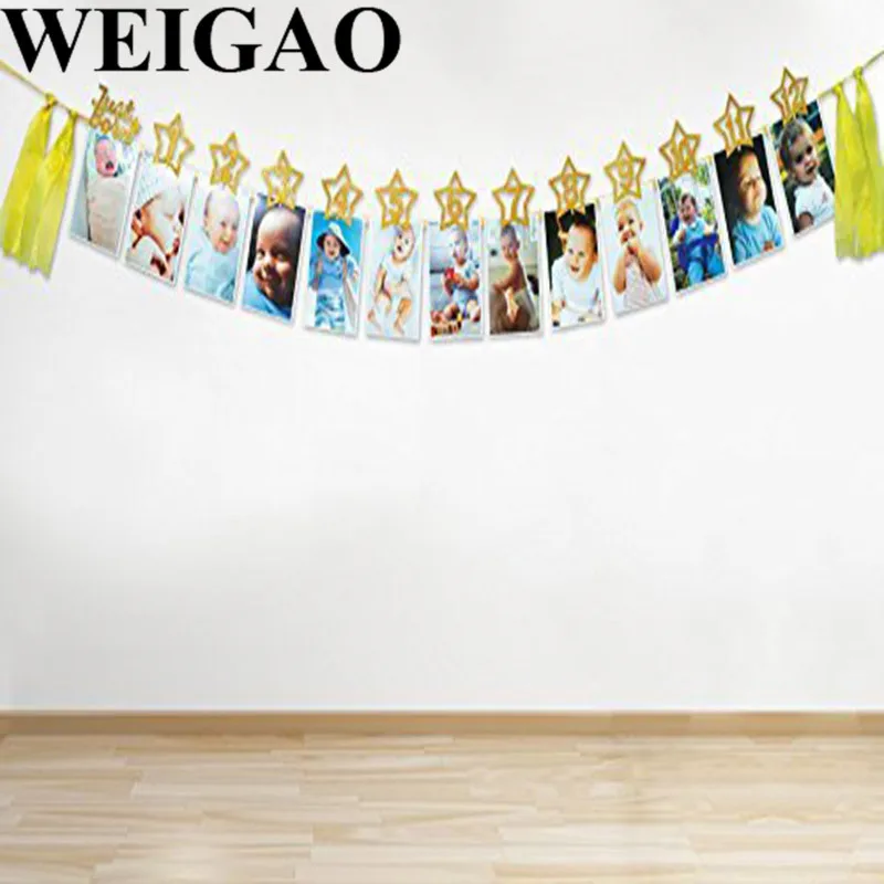 WEIGAO 1 Набор «С Днем Рождения» фото плакат День рождения украшение ребенка душ первый 1 флажки «С Днем Рождения» один год овсянки гирлянды