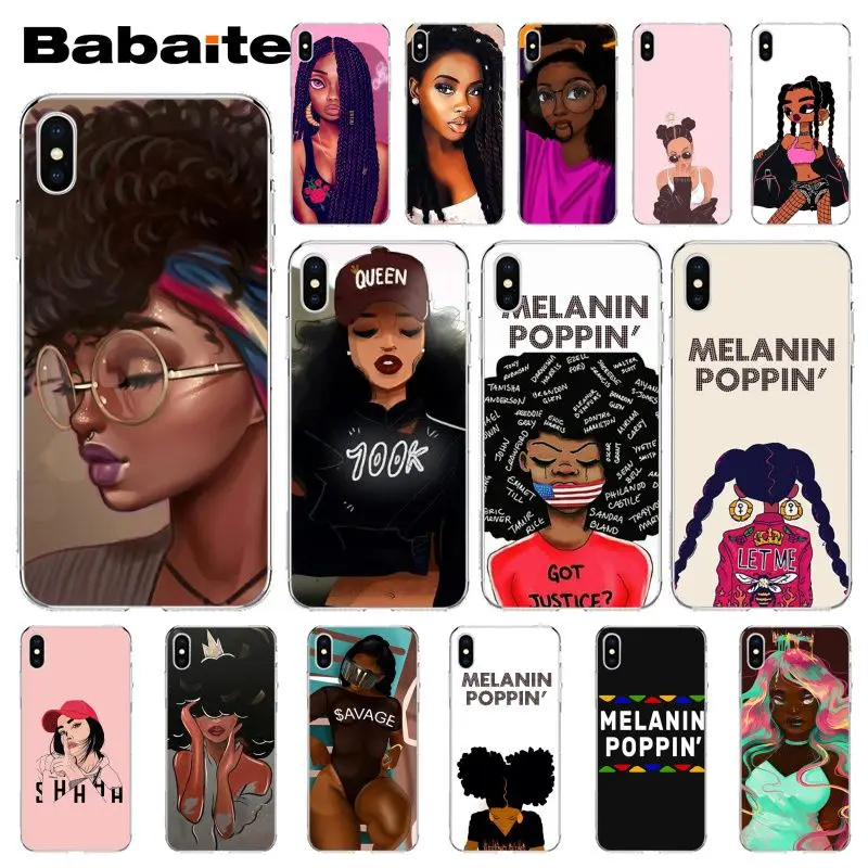 

Babaite MELANIN POPPIN Black Girl Custom Photo Soft Phone Case for iPhone X XS MAX 6 6s 7 7plus 8 8Plus 5 5S SE XR