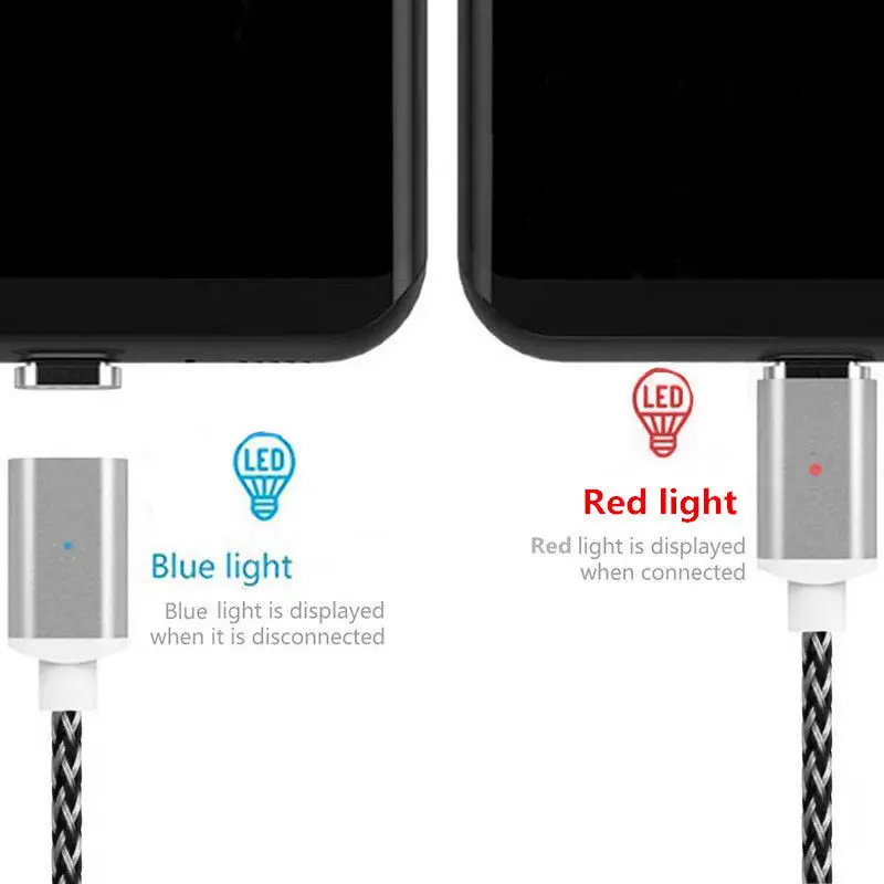 3 фута/6 футов/10 футов синий и красный светодиодный магнитный кабель Micro USB & Type C IOS