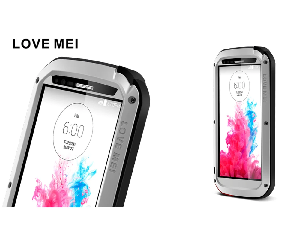 LOVE MEI Extreme Metal Aluminum Dirt Waterproof Powerful Case For LG G3 G5 G6 V10 V20 V30/LG G7/LG Class/H740 + Gorilla Glass |