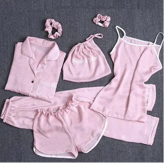 Пижамный комплект из 7 предметов женская одежда для сна шелка тутового