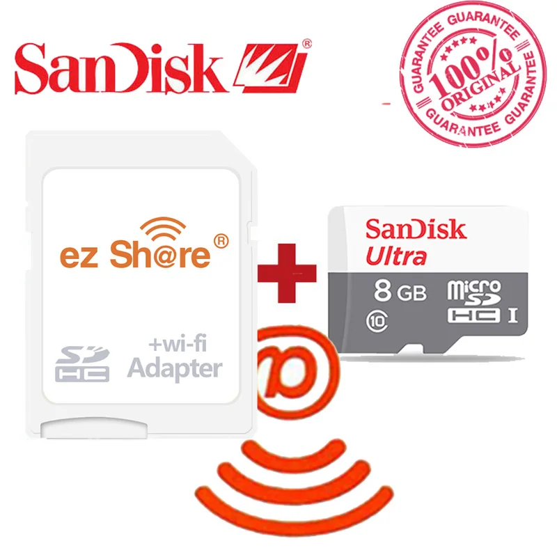 Беспроводной wifi адаптер ezshare+ sandisk Ultra 16 ГБ 32 ГБ 8 ГБ класс 10 micro sd wifi беспроводная карта памяти micro sd