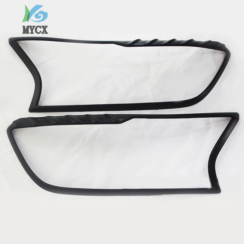 Черные накладки на фары из АБС-пластика подходят для Ford Ranger Wildtrak T7 Everest Endeavour 2016-2019