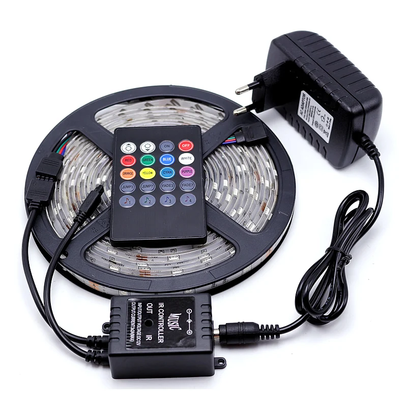 5 м RGB Светодиодная лента 5050 SMD гибкая Водонепроницаемый ИК пульт дистанционного
