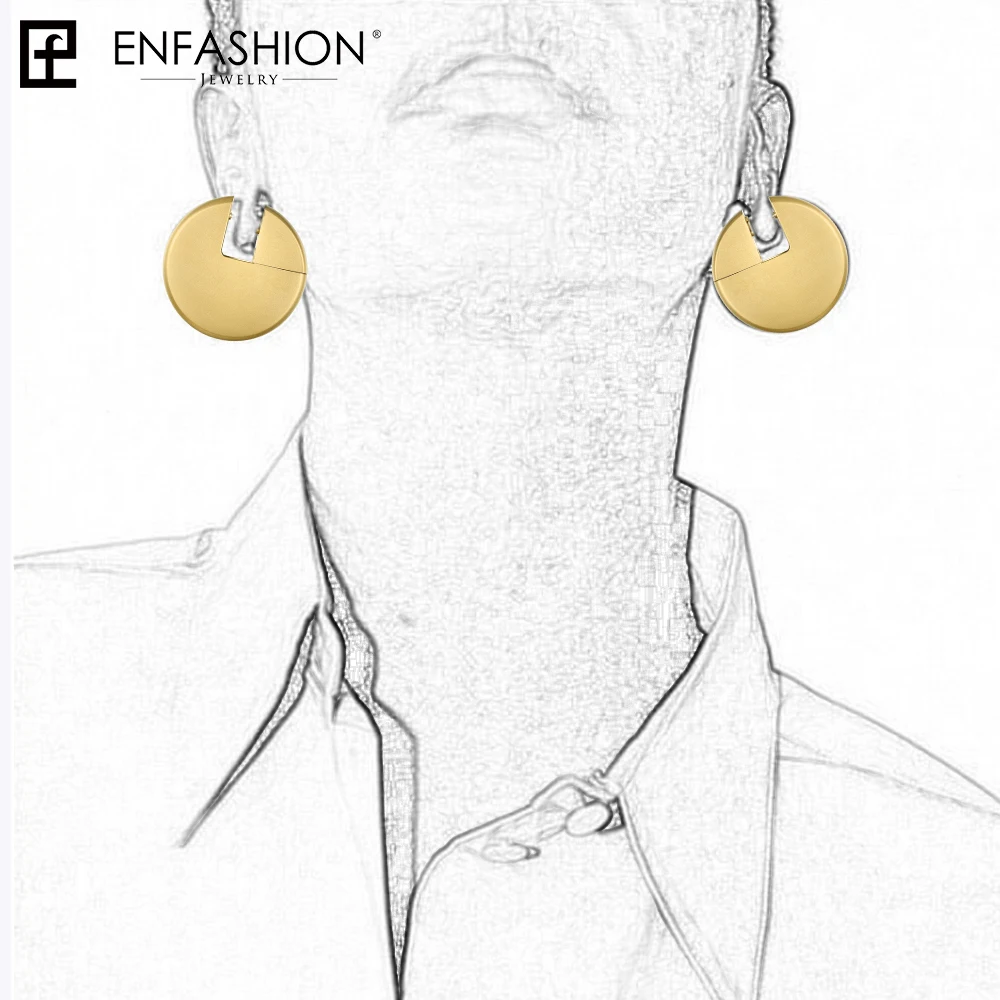 Enfashion дискотеки Висячие серьги для женщин золотого цвета большие круглые массивные серьги из нержавеющей стали модные ювелирные изделия Oorbellen 1053