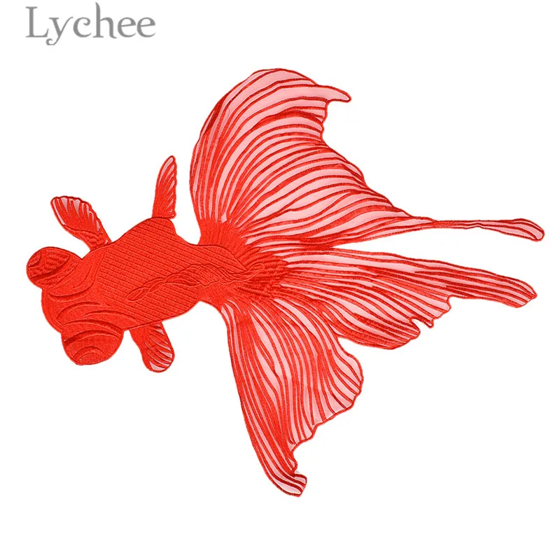 Lychee Life нашивки с вышивкой в виде золотой рыбки креативная красная Аппликация