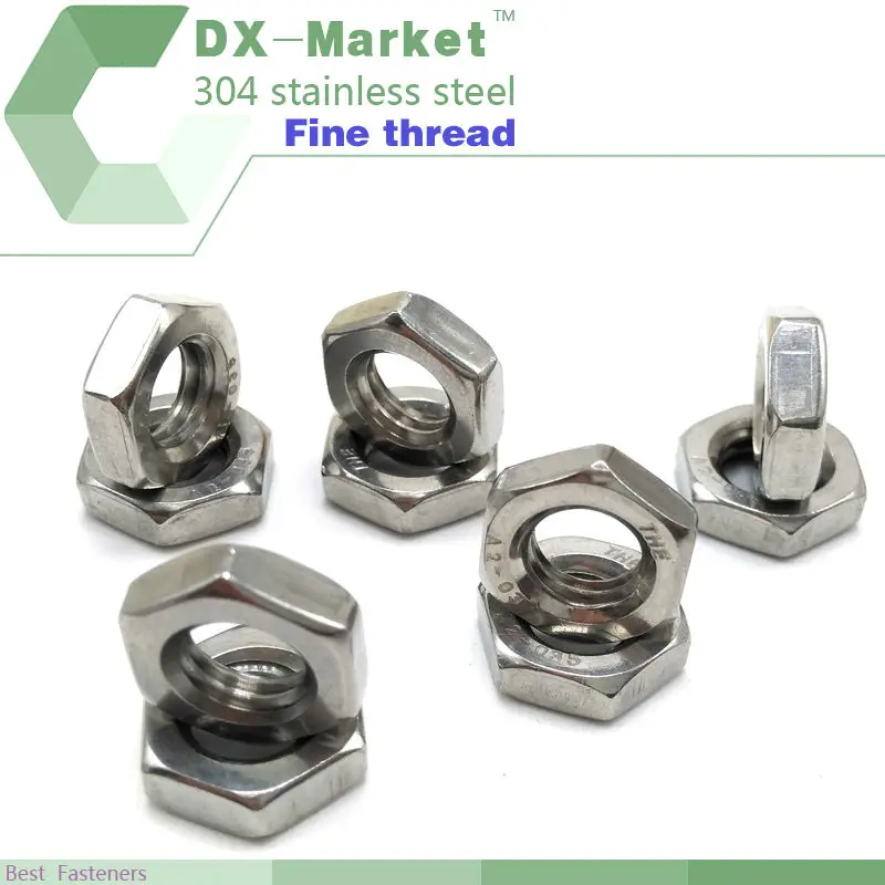

m12 *1.5p, 50pcs , Hexagon thin nut DIN 439 A2-35 ST/ST Fine thread fastener ,B003