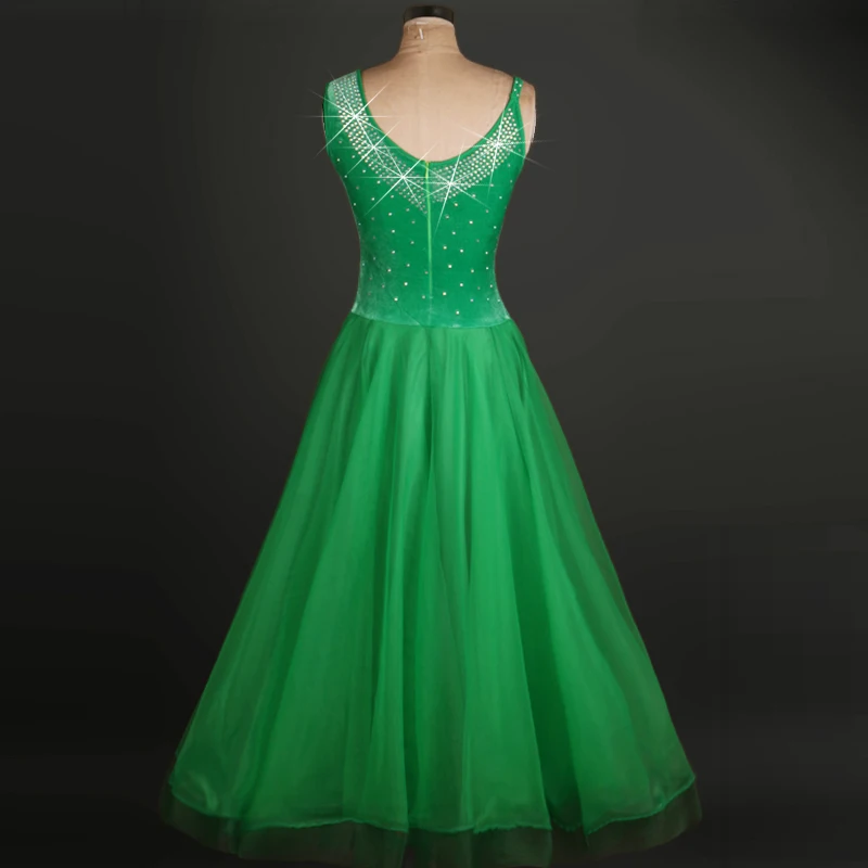 

Standard Ballroom Dance Competition Dresses Rhinestone Marine Costumes For Women Waltz Dresses Modern Dance Costume DQ19022