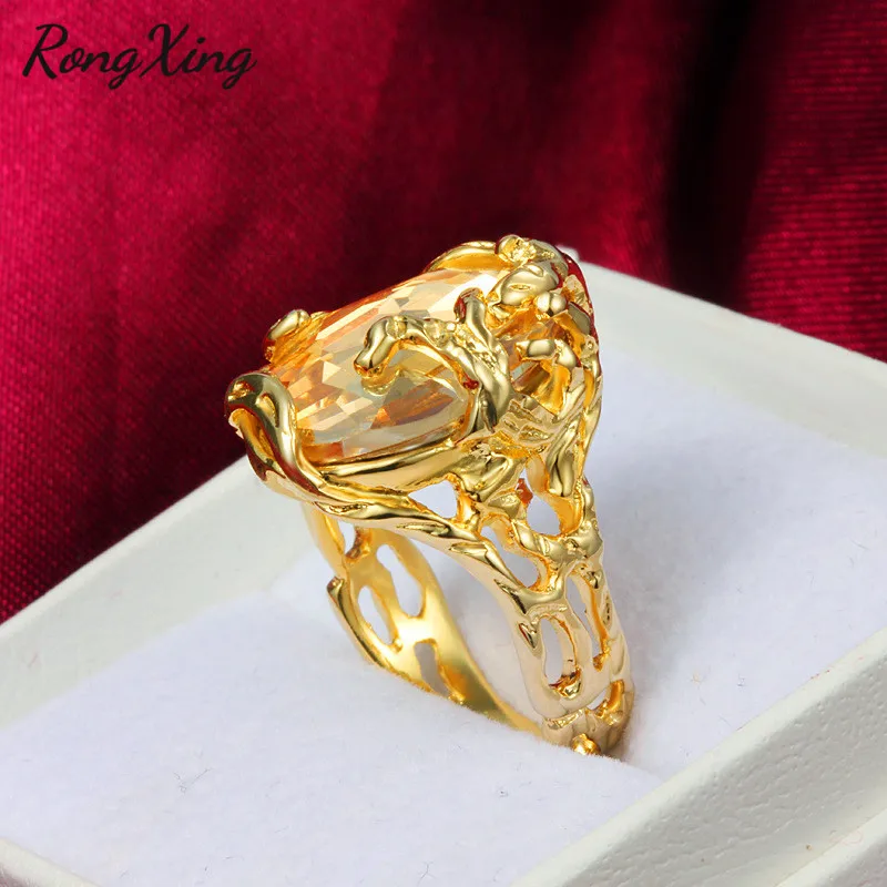 RongXing Роскошные жёлтые Золотые заполненные большие овальные камни цвета