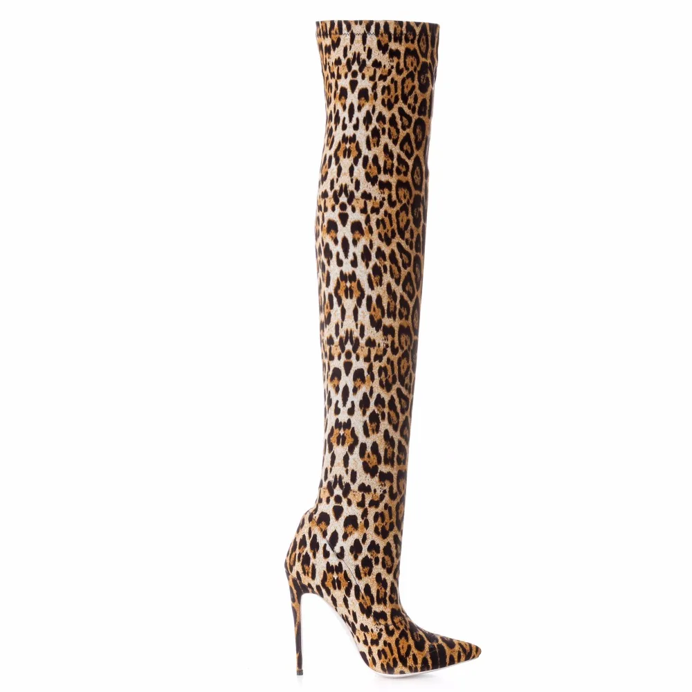 Модные женские сапоги на высоком каблуке с леопардовым принтом|sexy high heel boots|high heels