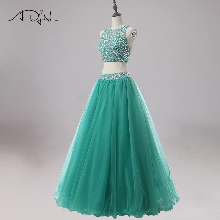 ADLN пикантные Роскошные Бисер из двух частей Бальные платья Quinceanera платье Зеленый
