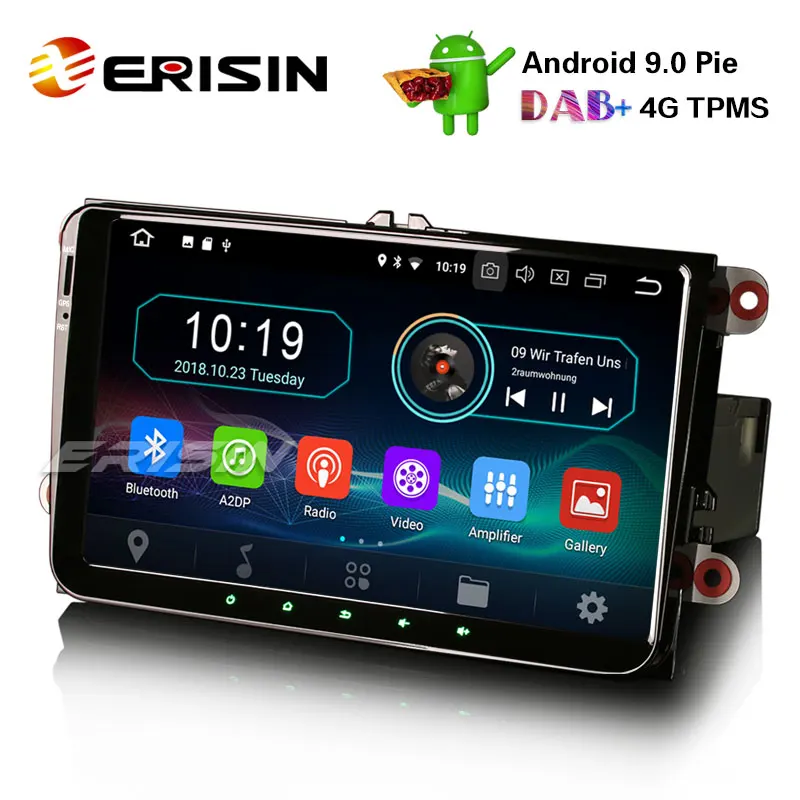 Erisin ES8901V 9 &quotAndroid 0 Автомобильный GPS Satnav 4G DAB + TPMS усилитель для VW Golf MK5 Tiguan T5 Seat Skoda Superb