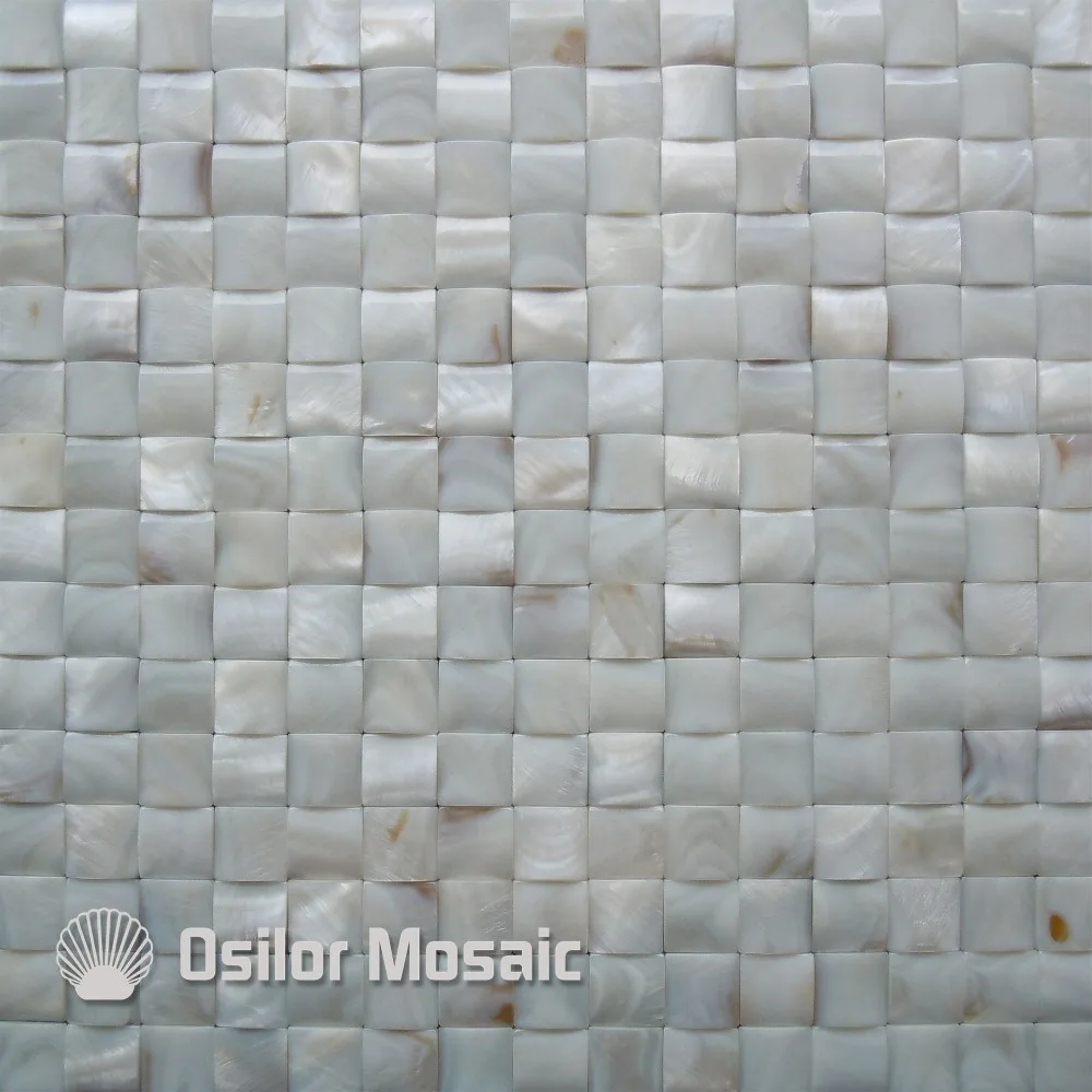 

White color natural Chinese freshwater shell convex seamless mother of pearl mosaic tile for bathroom decoration wall tile