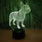 3D светодиодный ночсветильник, Забавная фигурка французского бульдога, 7 цветов, сенсорная Настольная лампа с оптической иллюзией, модель для украшения дома