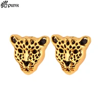 tiger earrings women stud earrings gold color boutique high quality leopard head earrings punk vintage style e727g