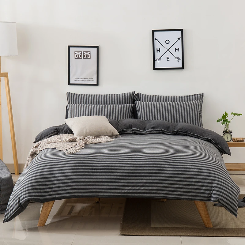 Комплект постельного белья из 100% промытого хлопка пододеяльник в полоску клетку