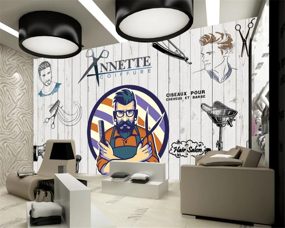 Фон винтажной ностальгии из дерева для парикмахерской салона - клиентские обои Beibehang 3D мурал.