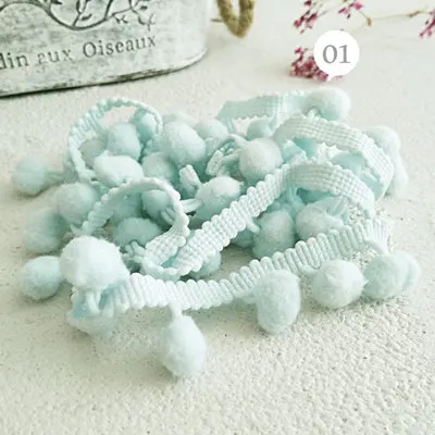 1 light blue 10 Ярд/Лот, цветная кружевная кисточка, плюшевый шар, бахрома, кружевная отделка, кукла, ручная работа, сделай сам, дозирующая лента, детское кружевное платье, помпон, аксессуары - Цвет: 1 light blue