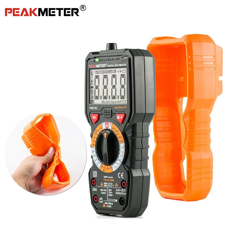 PEAKMETER PM18C цифровой мультиметр с истинным RMS AC/DC сопротивление напряжения Емкость Частота Температура NCV тестер
