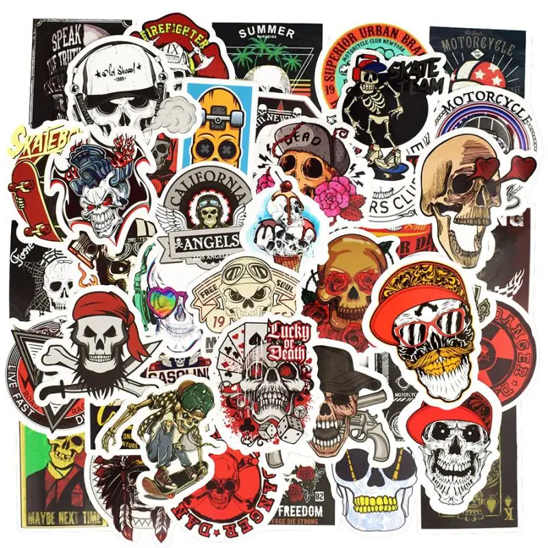 50 шт. граффити наклейки Панк Скелет Череп Рок мотоцикл Скрапбукинг ноутбук