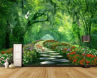 beibehang custom size modern stereo wallpaper woods park green shade road 3d landscape background papel de parede papier peint