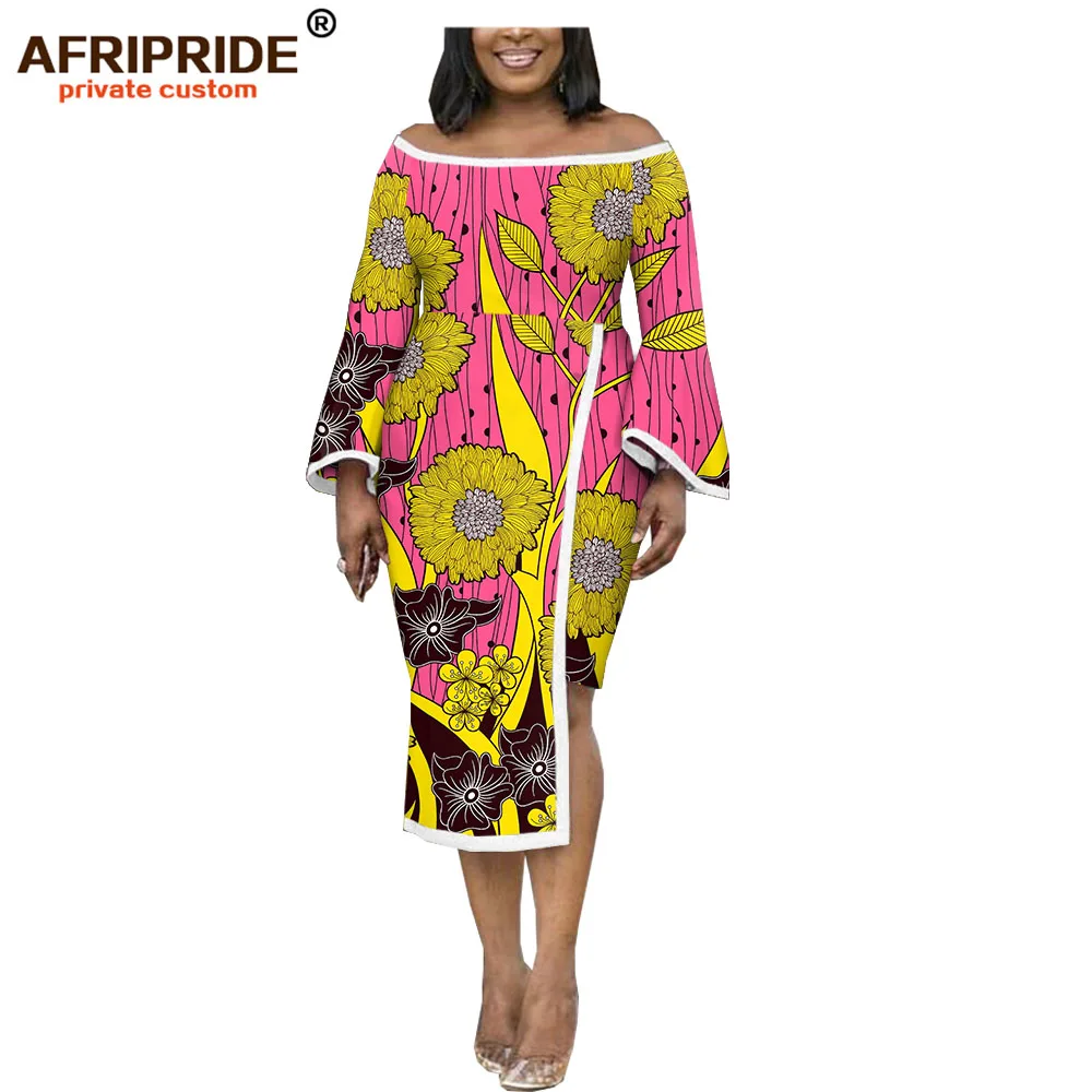 Африканские платья для женщин AFRIPRIDE customizedn ankara принт с расклешенными рукавами до середины икры Длина женское восковое платье карандаш A1925028 - Цвет: 274X