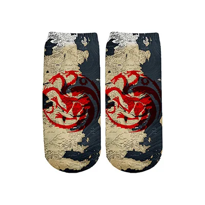 PLstar Cosmos Game of Thrones socks Summer Fashion 3D Cotton Socks Colorful Warm Short Ankle Socks high quality-2 - Цвет: 7