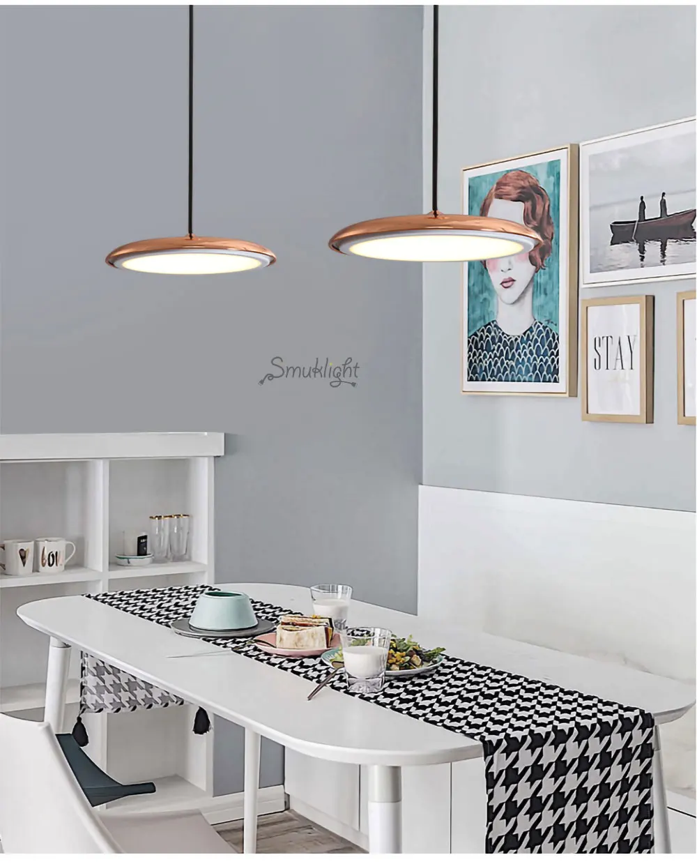 Modern nordic LED Pendant lamp Art Design metal iron Acrylic suspension Round Plate light RC Dimmer creative thin hanging Lamp