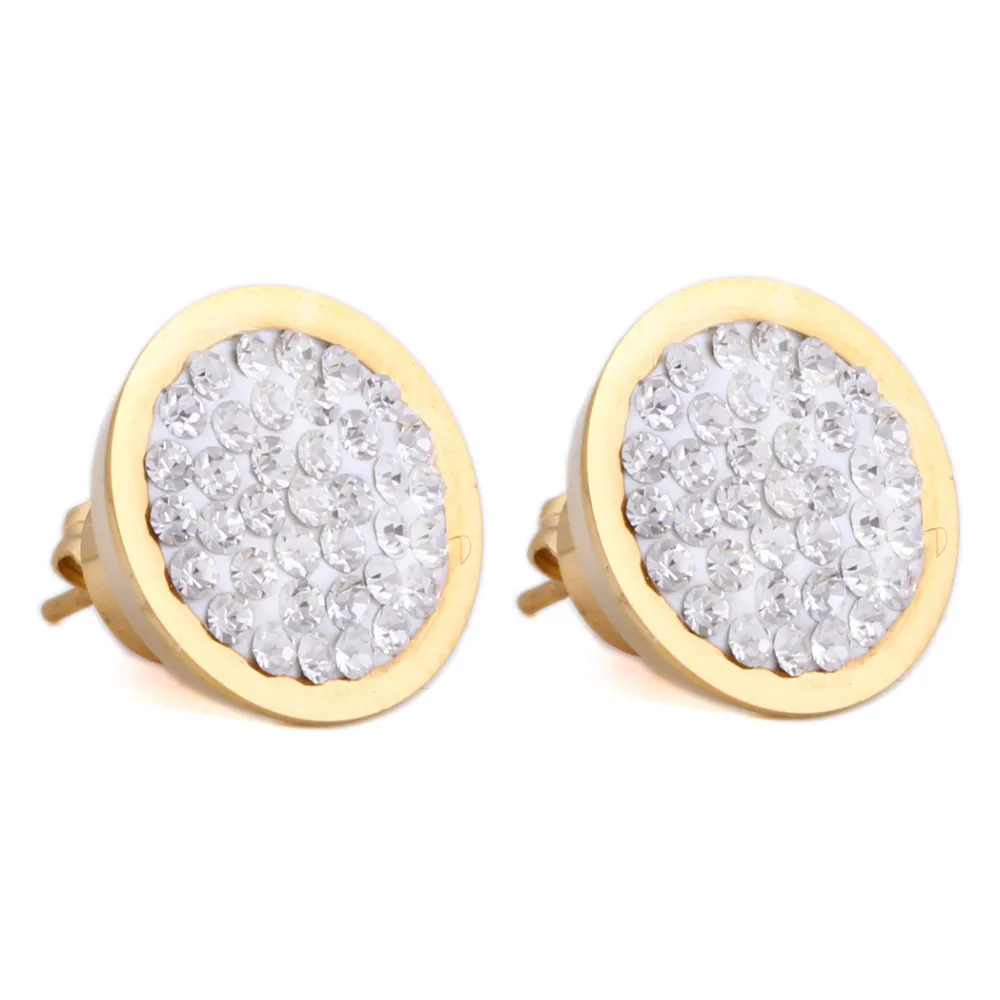 

Fashion Good CZ crystal Gold-Color Stainless Steel Stud earrings for women