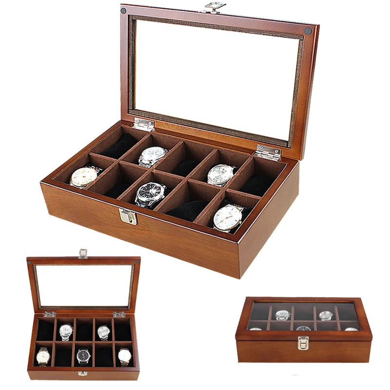 

Luxury 10 Slots Handmade Wood Watch Box Wood Clock Box Watch Case Time Box for Watch Holding