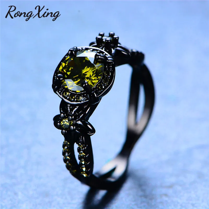 RongXing оливково зеленые кольца для мужчин и женщин с цветком подарок на день