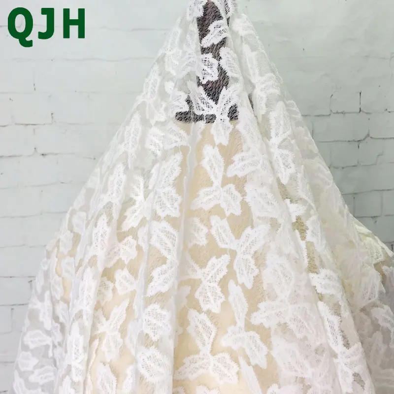 Новинка изысканная сетчатая вышивка QJH в виде листьев африканская кружевная